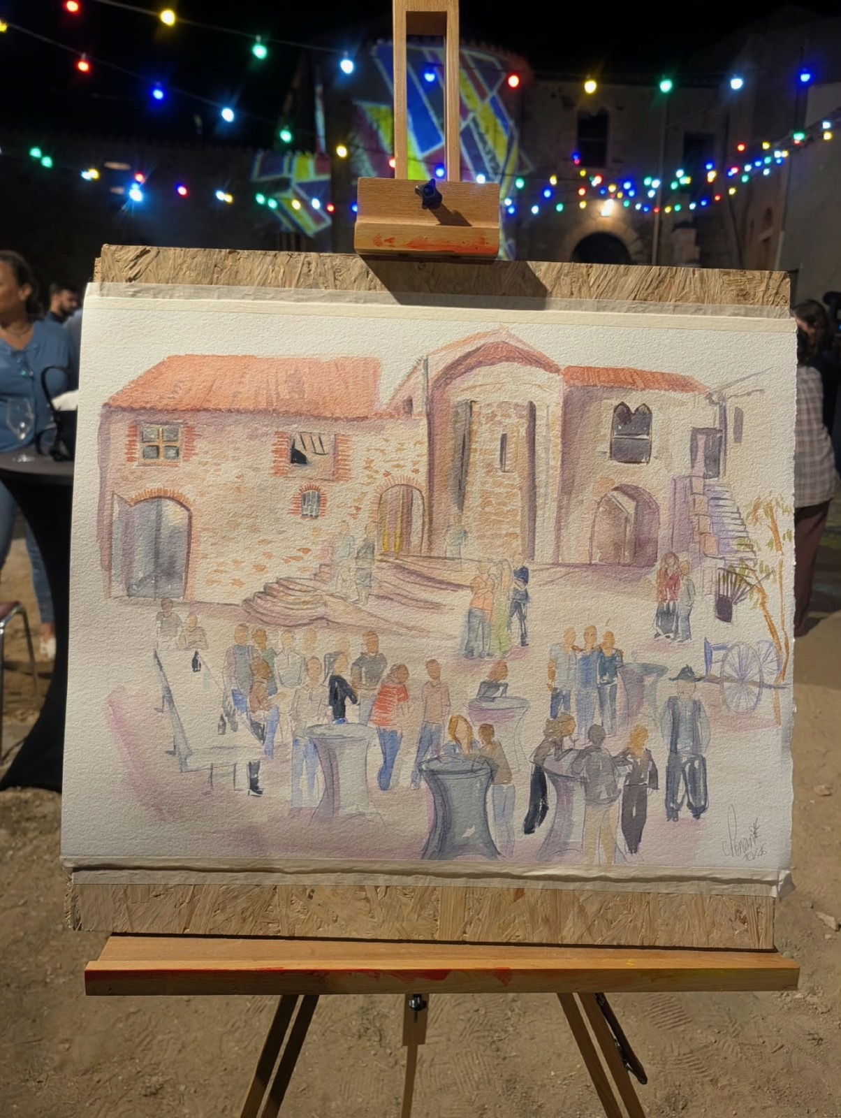 Aquarelle finale de l’inauguration du Mas de Las Fonts à Calce